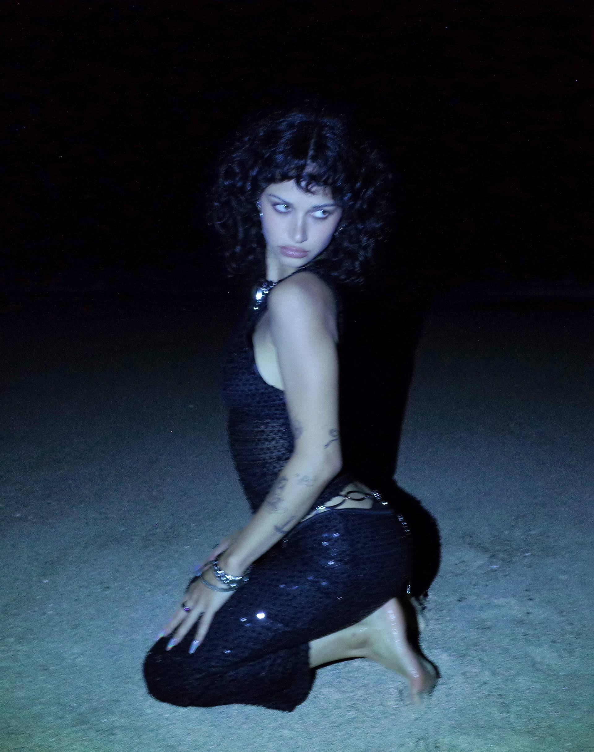 Immagine di Tresha Maxi Gonna in maglia di paillettes Nero