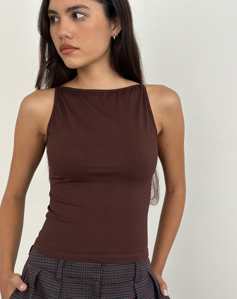 Immagine di Dudley Gilet Top in Jersey Cioccolato amaro