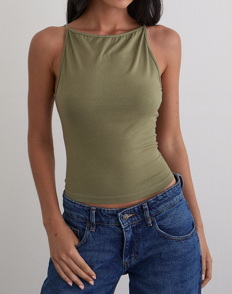 Immagine di Dudley Gilet Top in Jersey Khaki