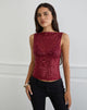 Immagine di Dudley Gilet Top in maglia di paillettes Borgogna