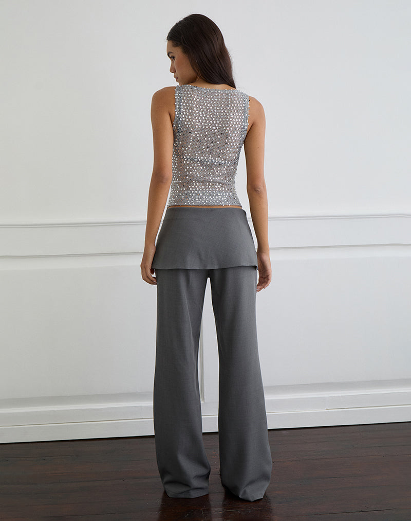 Immagine di Dudley Gilet Top in maglia di paillettes Argento Scuro