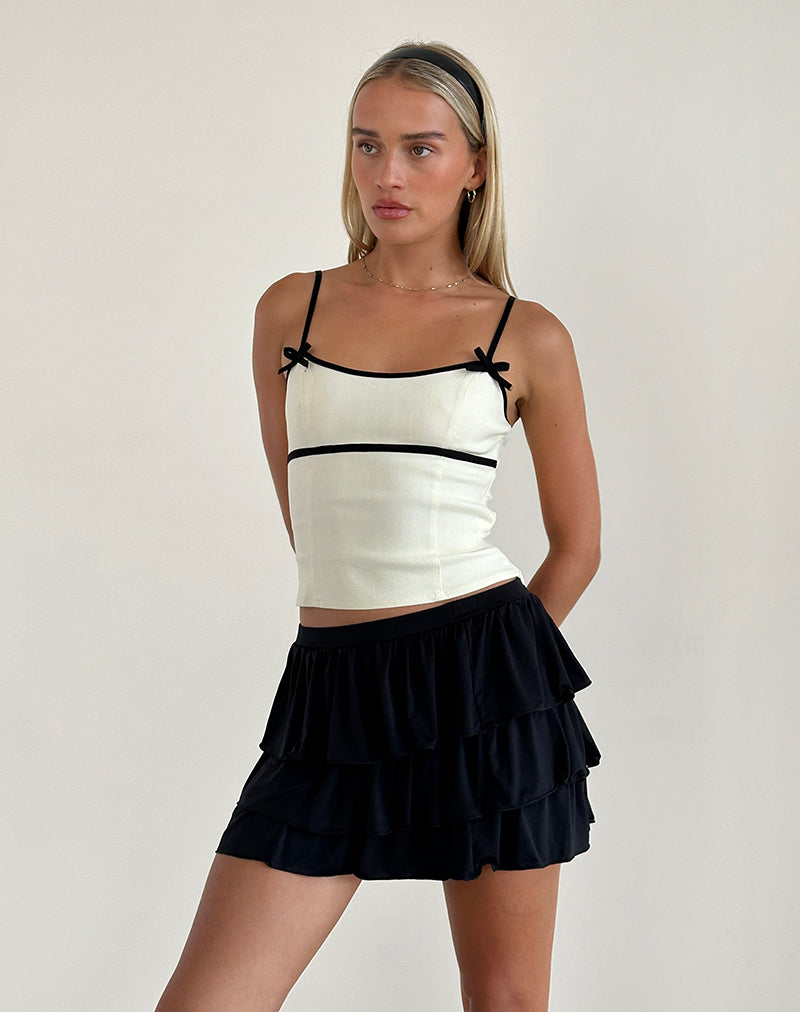 Duta Cami Top in crema con fiocchi neri