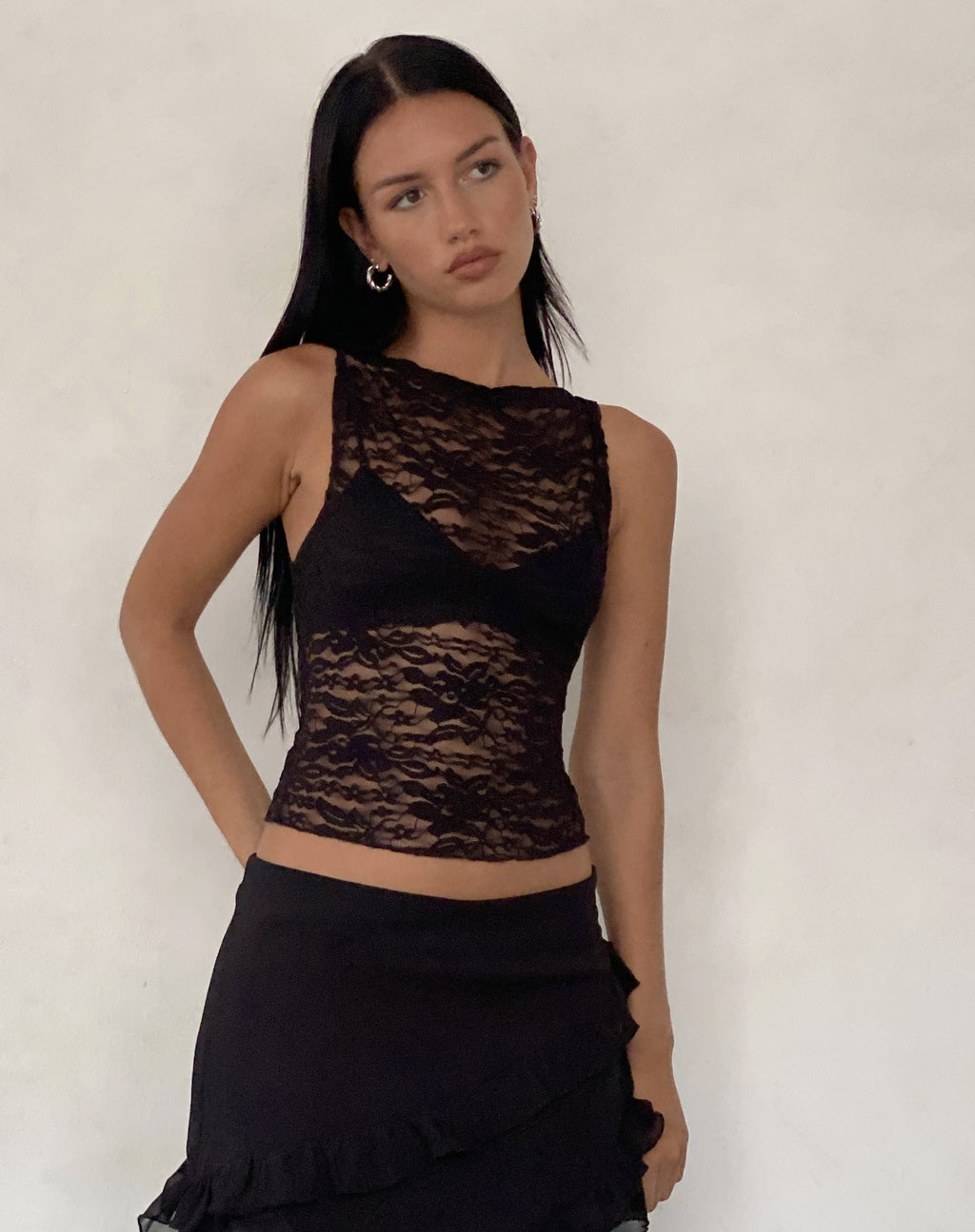 Canotta in pizzo Dwira in nero