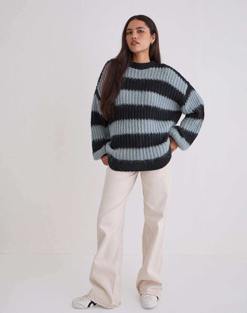 Maglione Daren a righe grigio e carbone