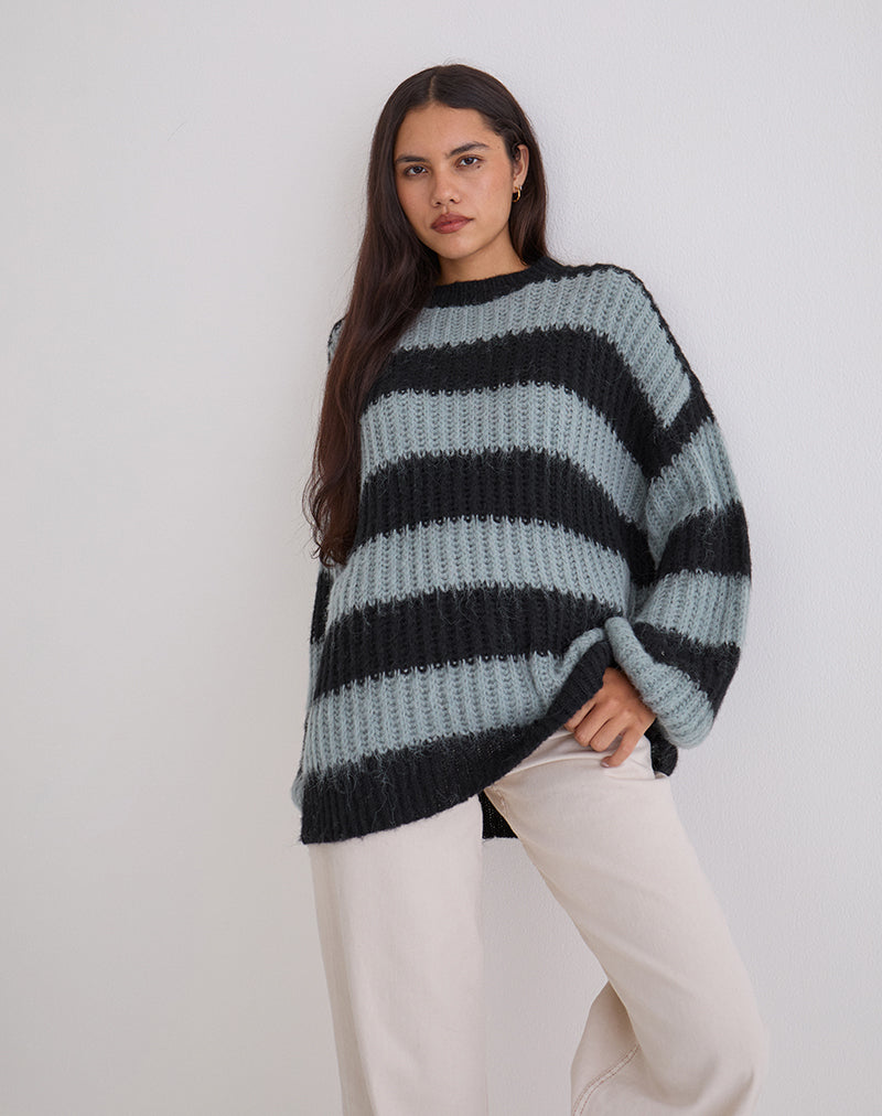 Maglione Daren a righe grigio e carbone