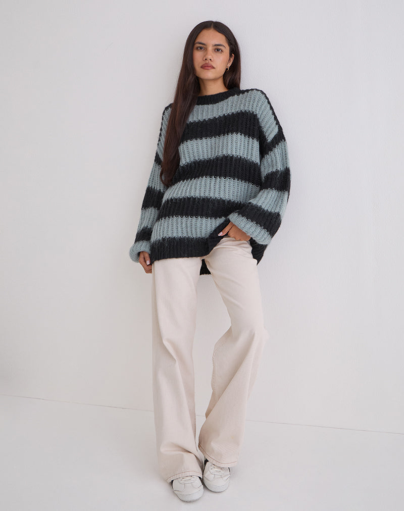 Immagine di Daren Jumper a righe grigio e carbone