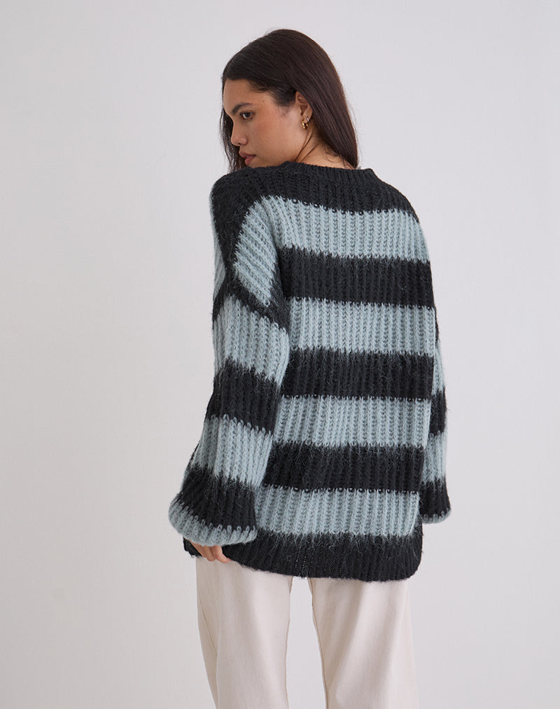 Immagine di Daren Jumper a righe grigio e carbone