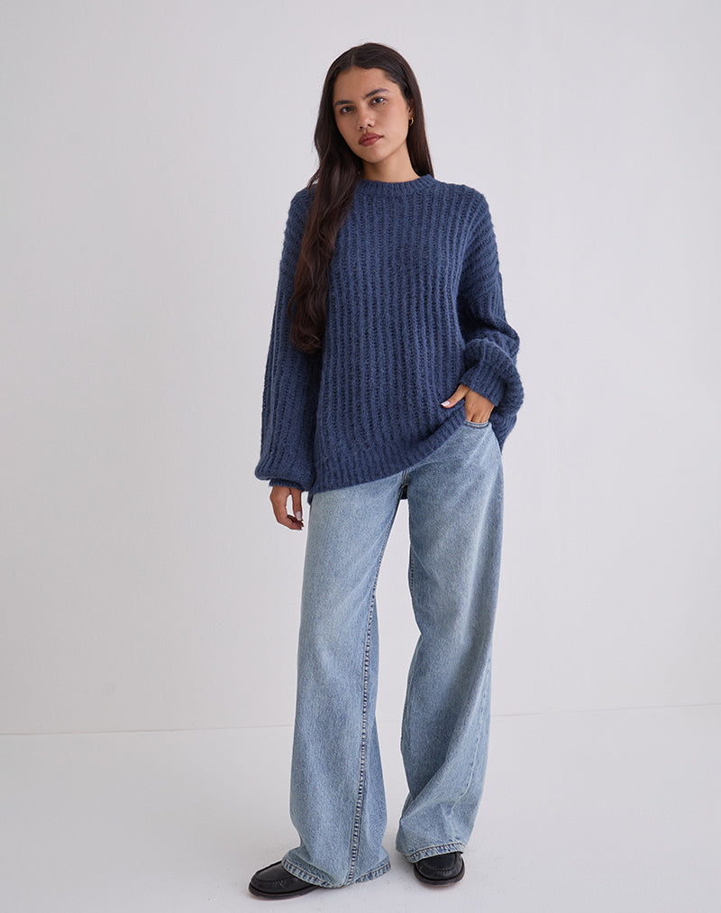 Immagine di Daren: maglione oversize in maglia blu scuro