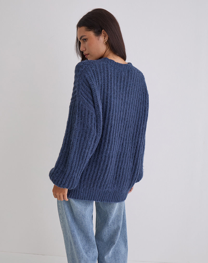 Immagine di Daren: maglione oversize in maglia blu scuro