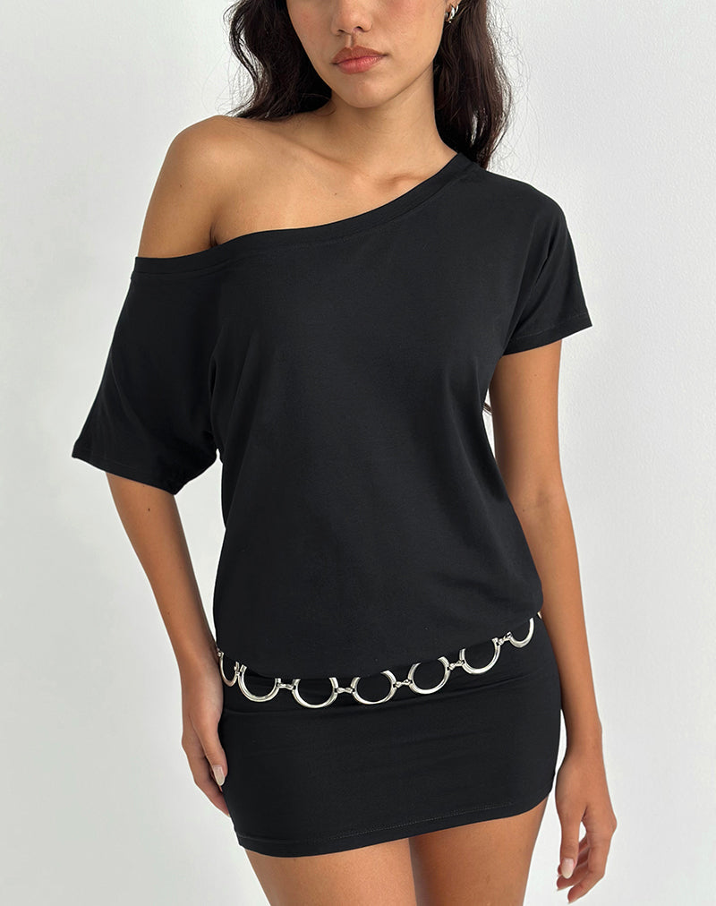 Mini abito Edwina off the shoulder in nero