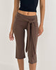 Image of Effy Tie Side Capri in Cupro Bitter Chocolate