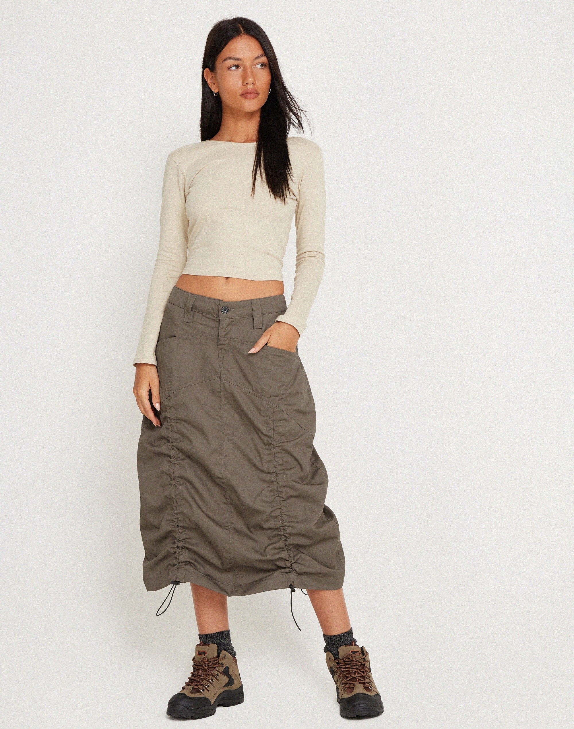 Immagine di Eisig Cargo Midi Skirt in Fossil