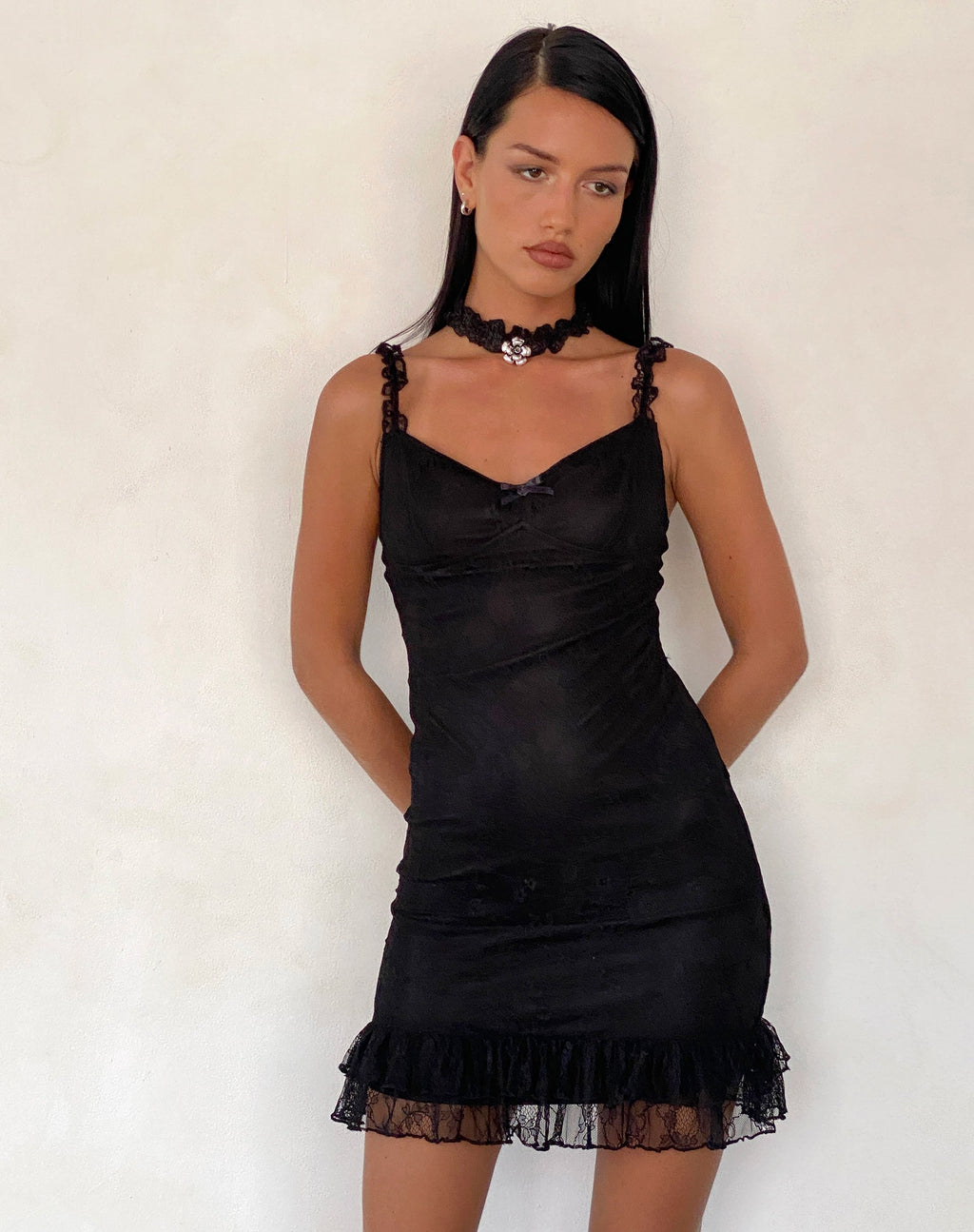 Mini abito Elaine in pizzo nero