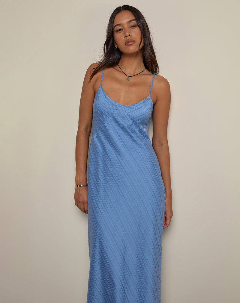 Elayna - Vestito midi in chiffon a righe blu