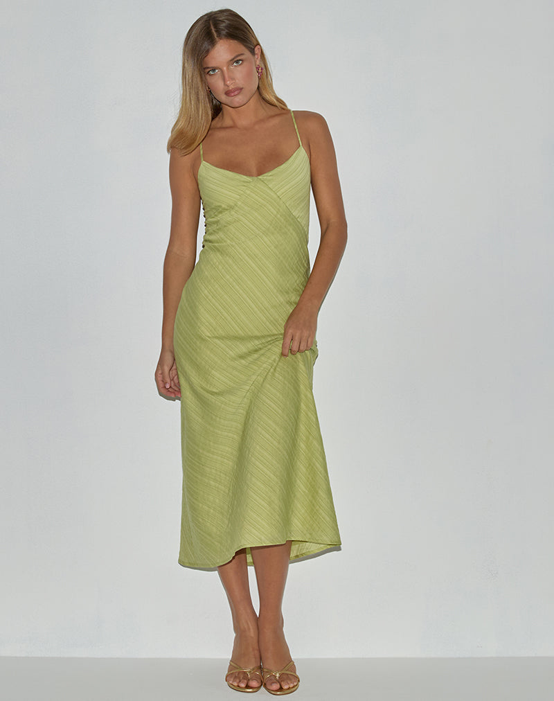 Immagine di Elayna Midi Dress in chiffon a righe verde