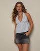 Immagine di Eldana Halter Top in Mini GIngham Blu e Grigio