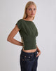 Image of Elin Top in Knit Khaki with Pearl Buttons