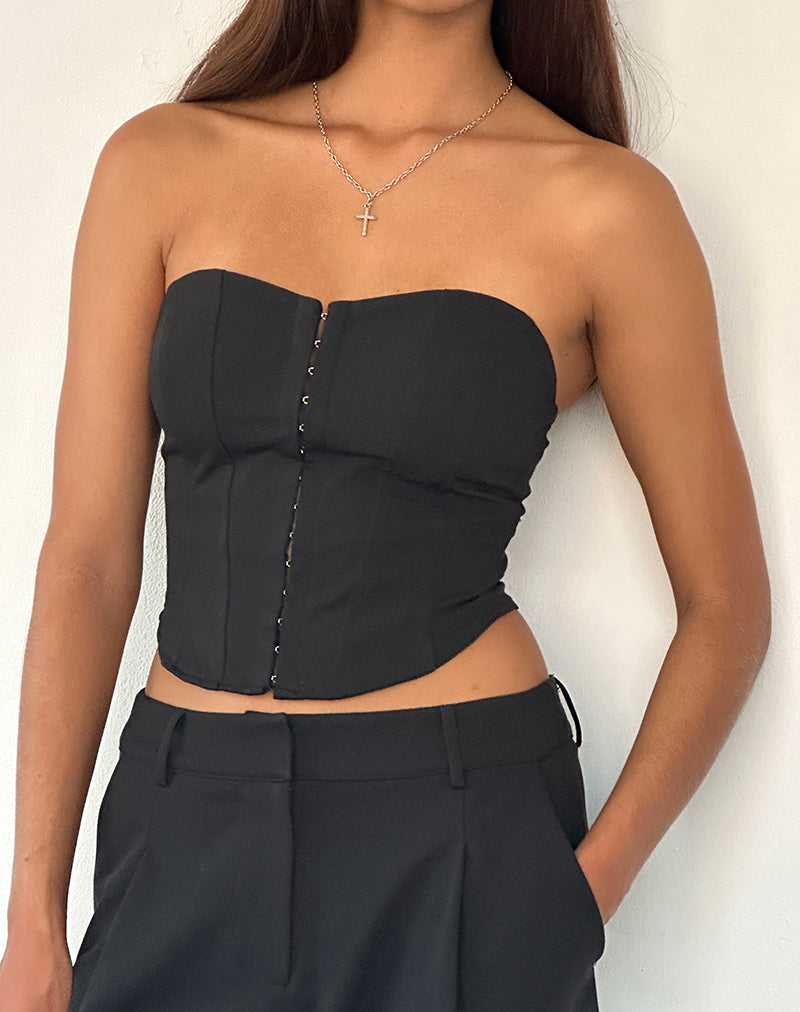 Immagine di Elita Hook and Eye Corset Top in nero