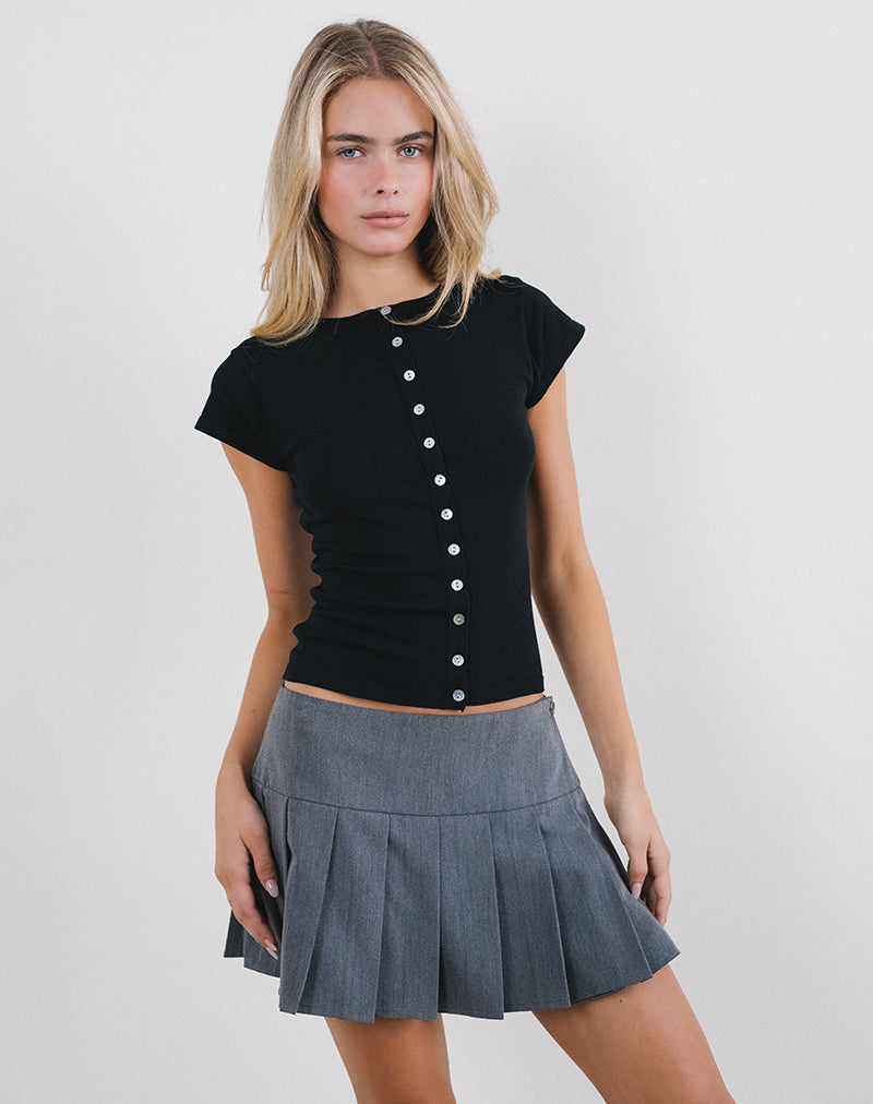 Immagine di Elmira Top in maglia piatta nero