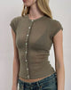 Immagine di Elmira Top in maglia trasparente Khaki