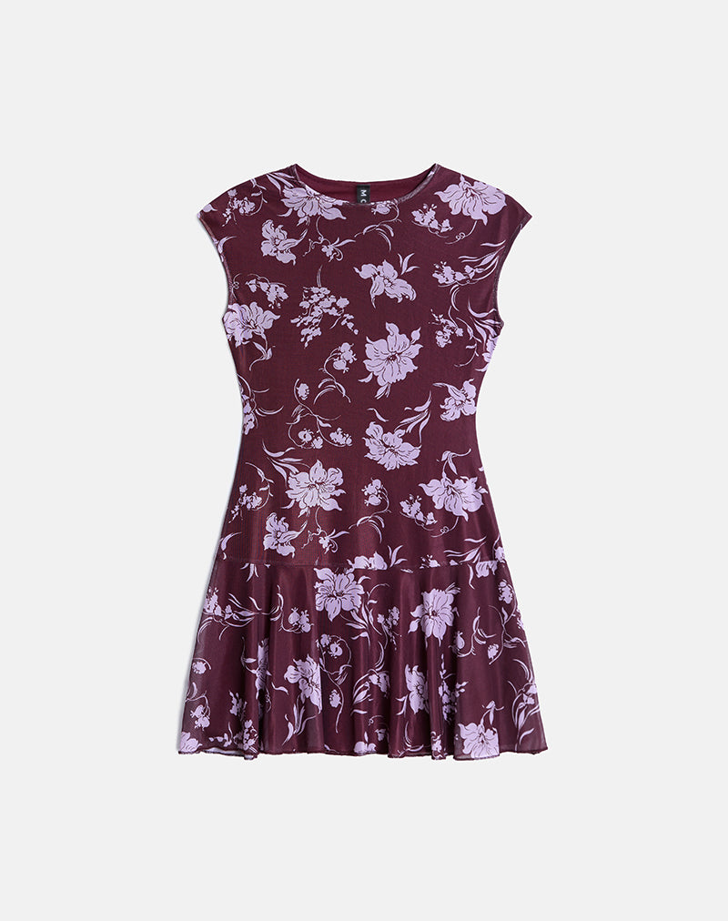 Immagine di Elorina Mini Dress in Blooming Bliss Borgogna