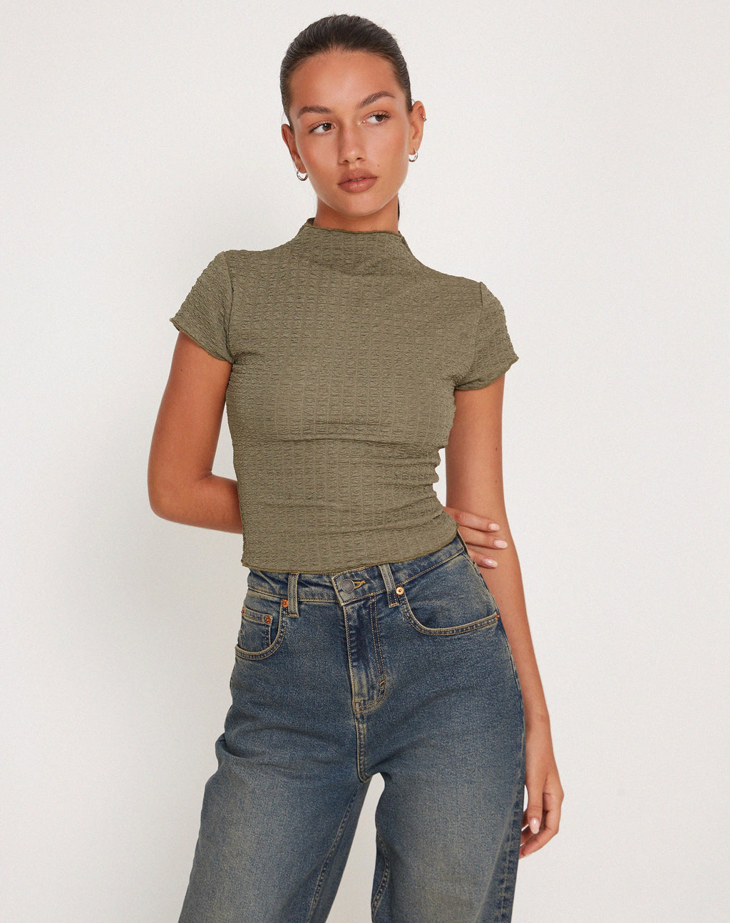 Top a collo alto Elton in kaki