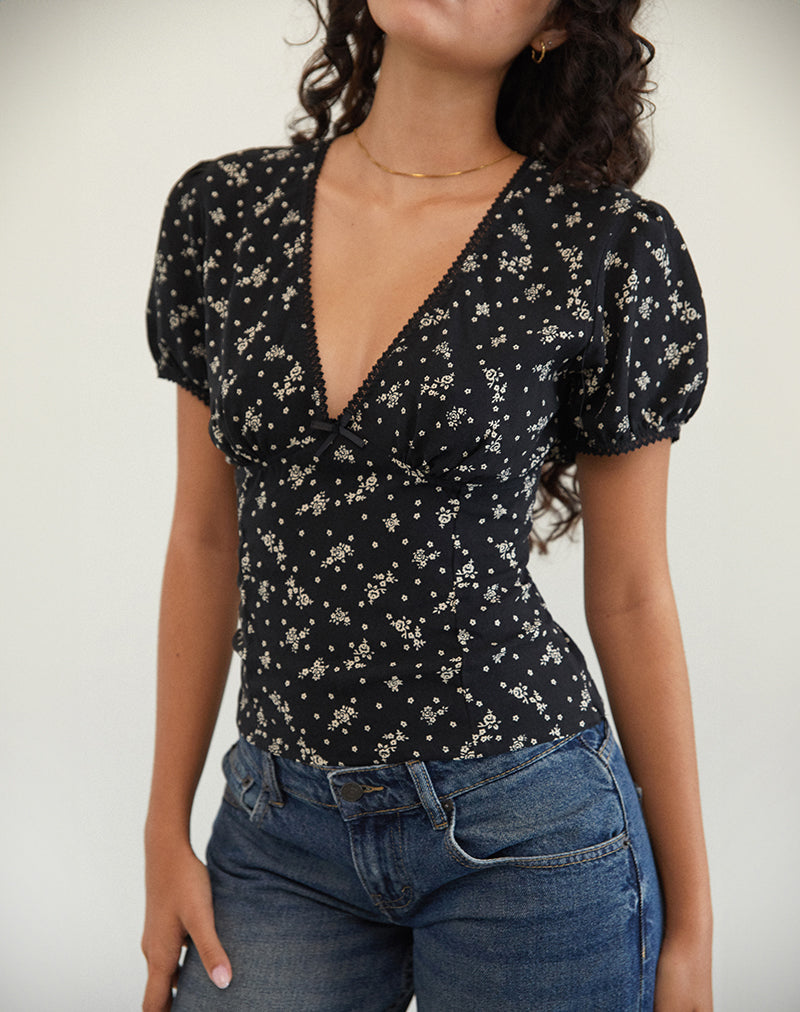Immagine di Elvita Top in Terra Floreale Nero