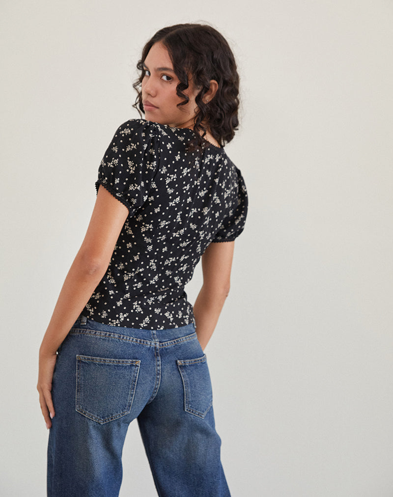 Immagine di Elvita Top in Terra Floreale Nero