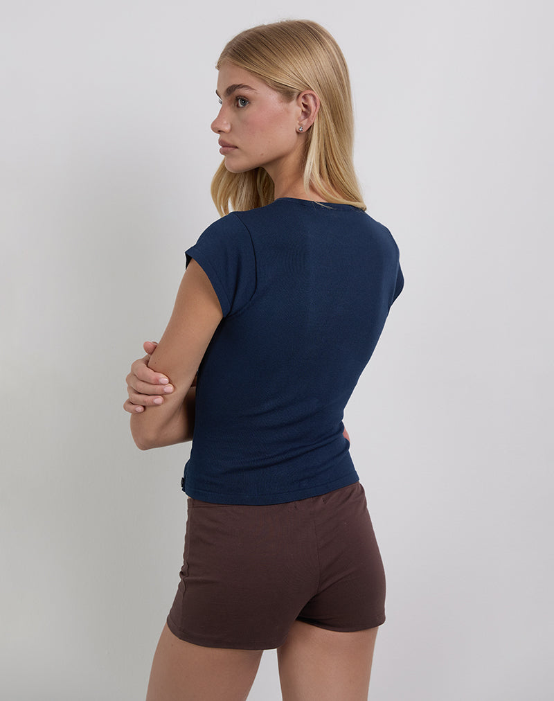 Immagine di Elyra - Top asimmetrico in maglia navy