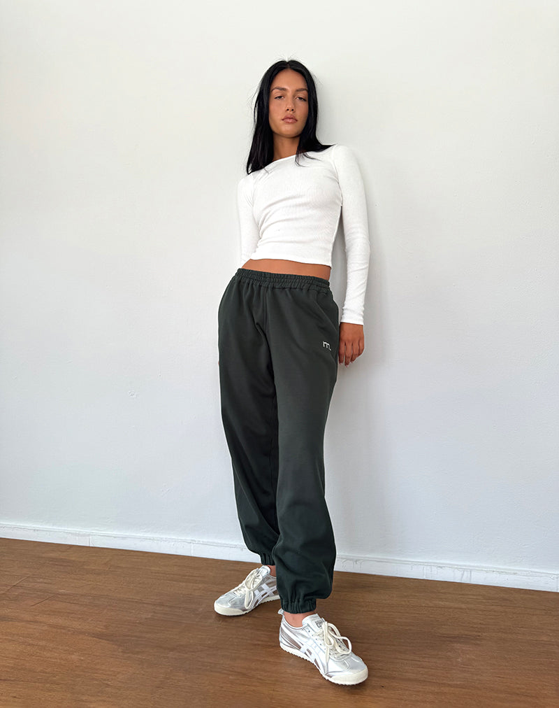 Em Jogger in grigio chiaro Beluga con ricamo M