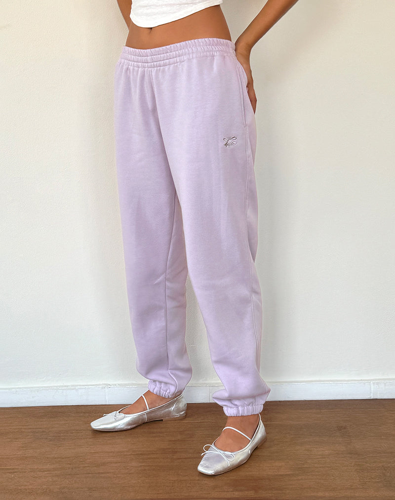 Immagine di Em Jogger in grigio viola con ricamo a fiocco
