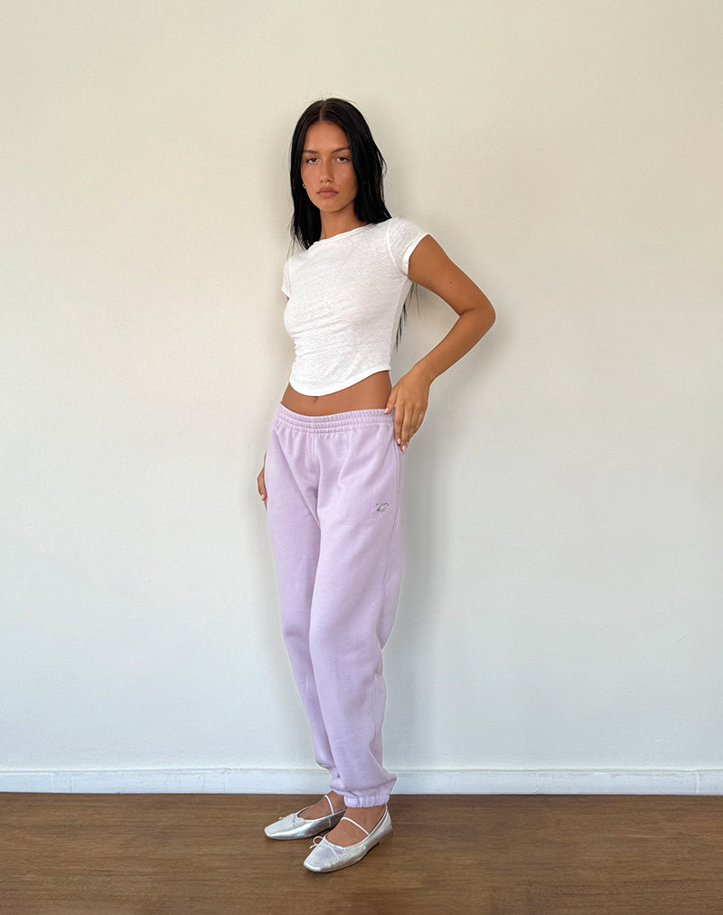 Immagine di Em Jogger in grigio viola con ricamo a fiocco