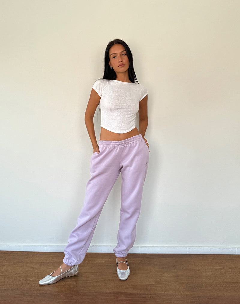 Immagine di Em Jogger in grigio viola con ricamo a fiocco