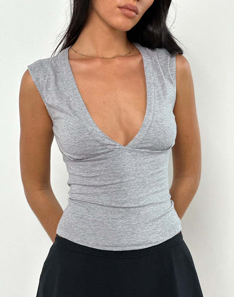 Immagine di Emberly Plunge Top in Grey Marl