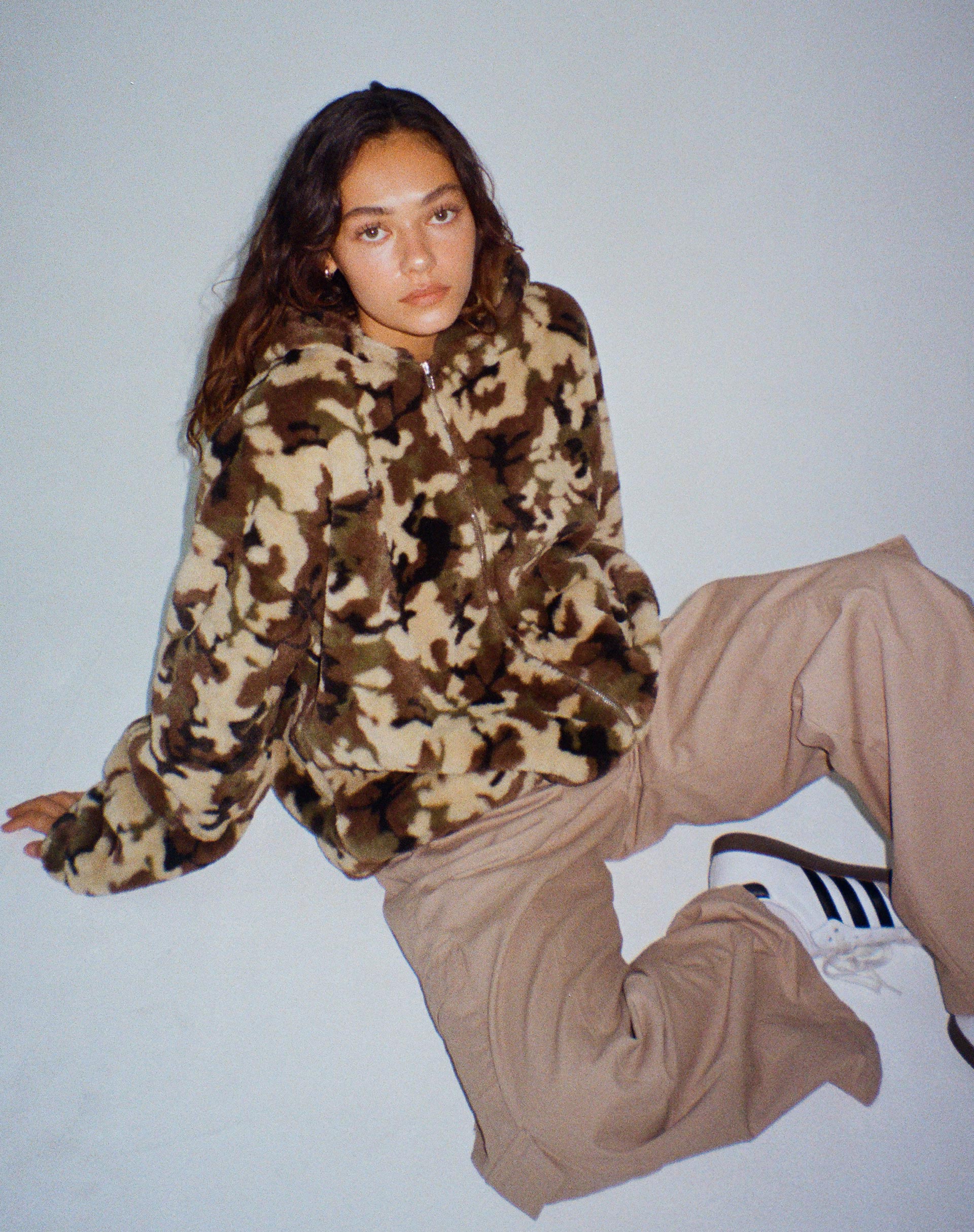 immagine di Emerson Faux Fur Jacket in Camo Brown Pebble