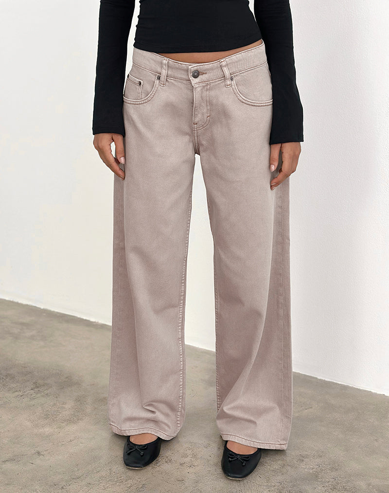 Jeans larghi a vita bassa in Pebble