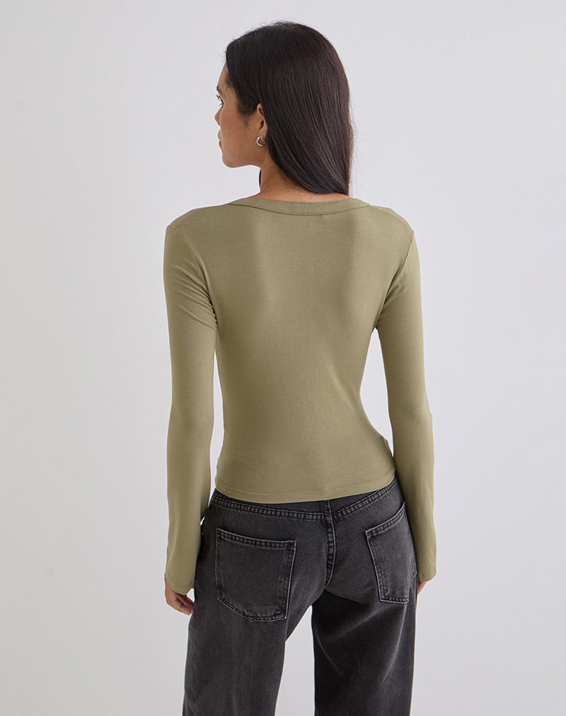 Image of Emesy Long Sleeve Top in Khaki