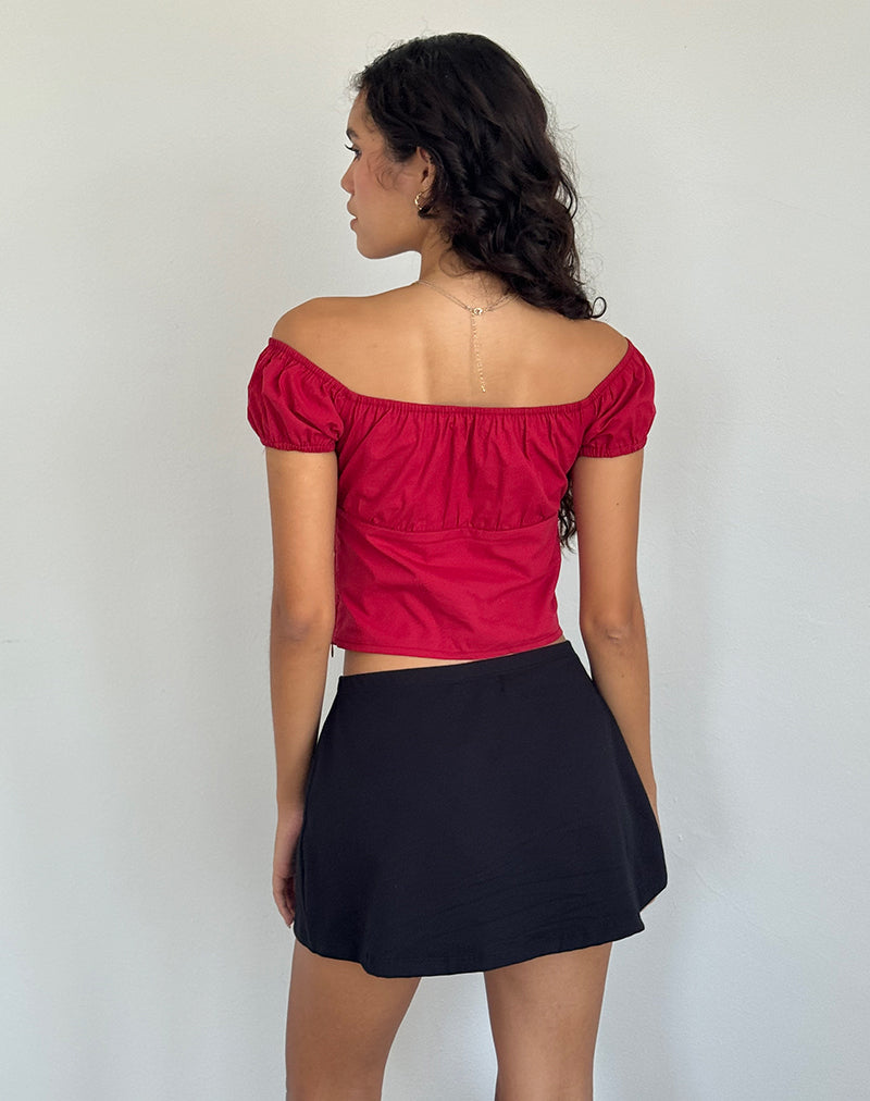 Immagine di Endah Bardot Top in Popeline Adrenaline Red