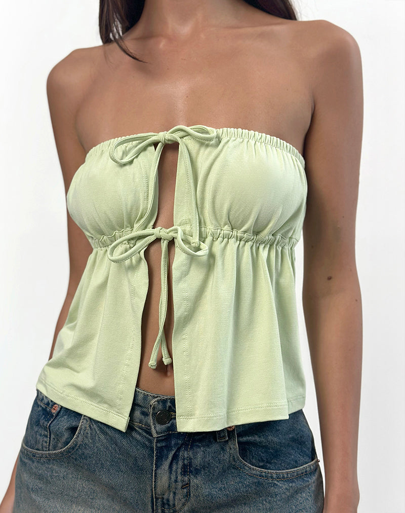Immagine di Ender Tie Bandeau Top in Rayon Pistacchio