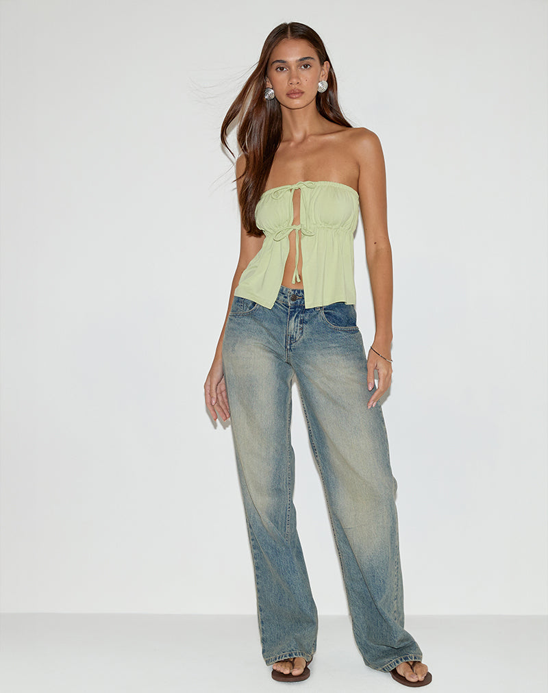 Immagine di Ender Tie Bandeau Top in Rayon Pistacchio