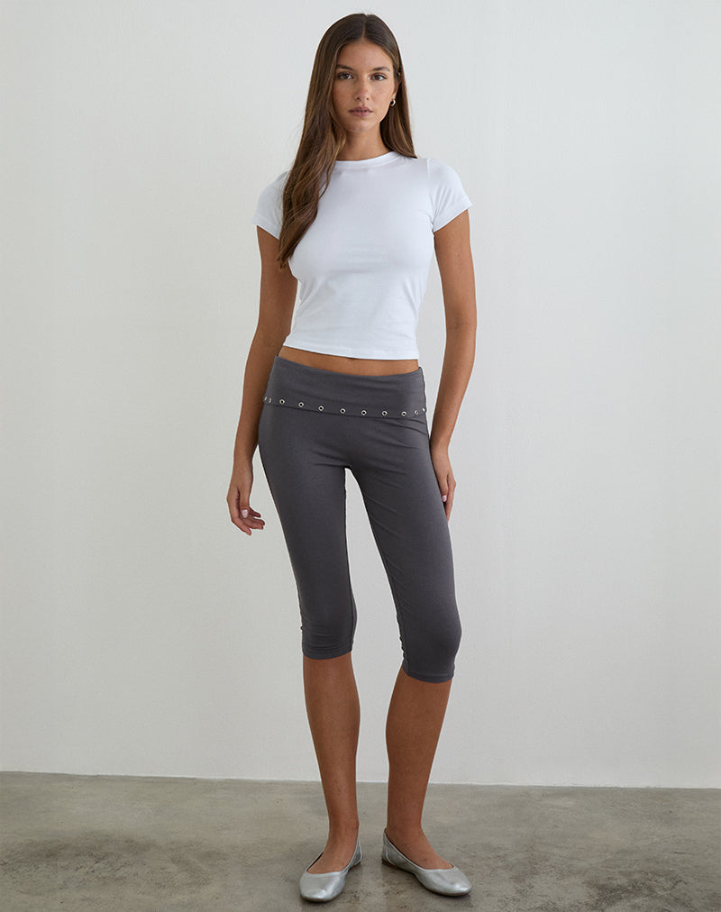 Immagine dei pantaloni Capri Enmu in jersey grigio antracite con occhielli