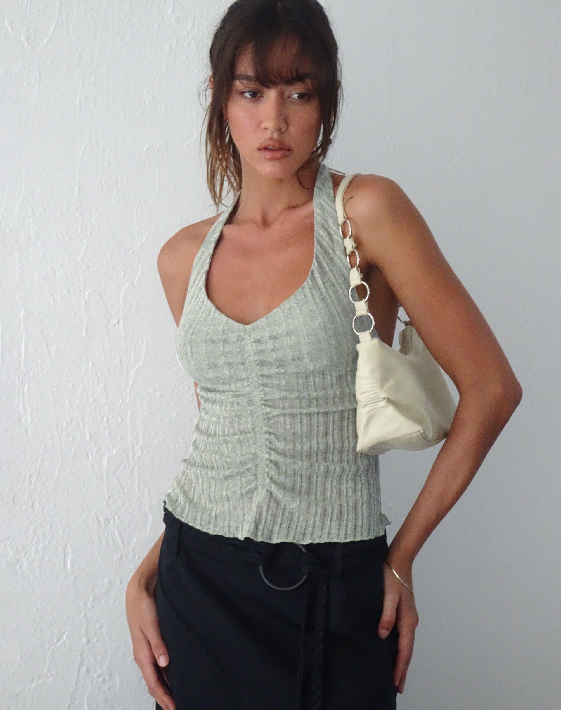 immagine di Enzley Knit Halterneck Top in Salvia