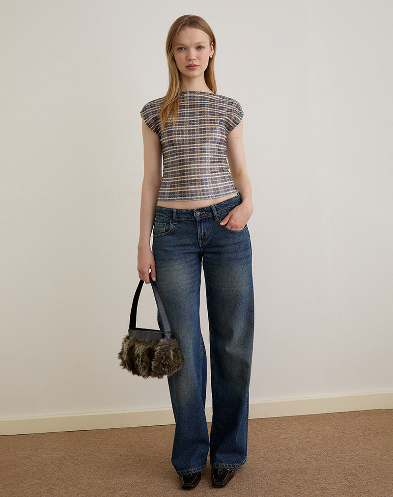 Immagine di Erica Top in paillettes vintage check marrone