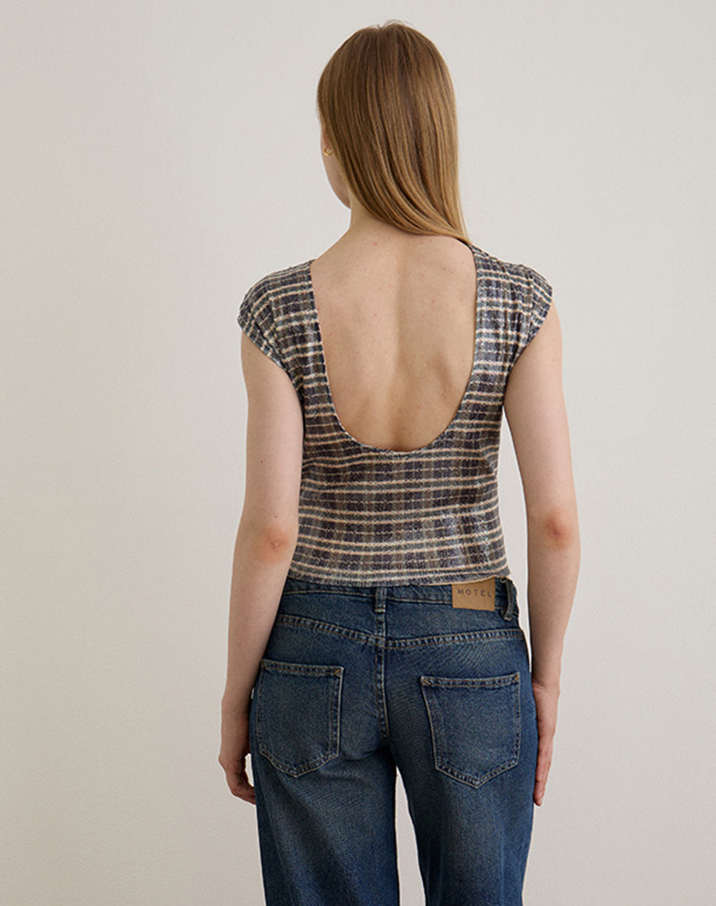 Immagine di Erica Top in paillettes vintage check marrone