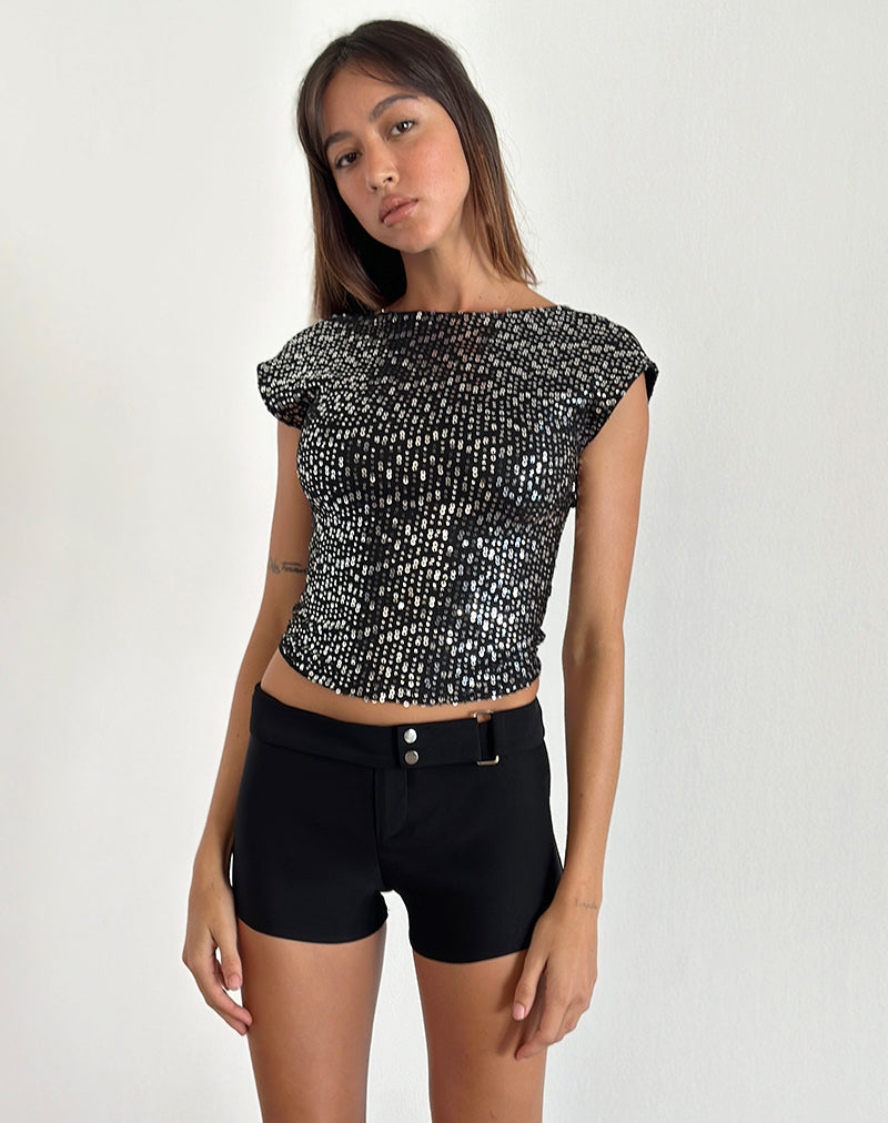 Immagine di Erica Top senza schienale in paillettes nera
