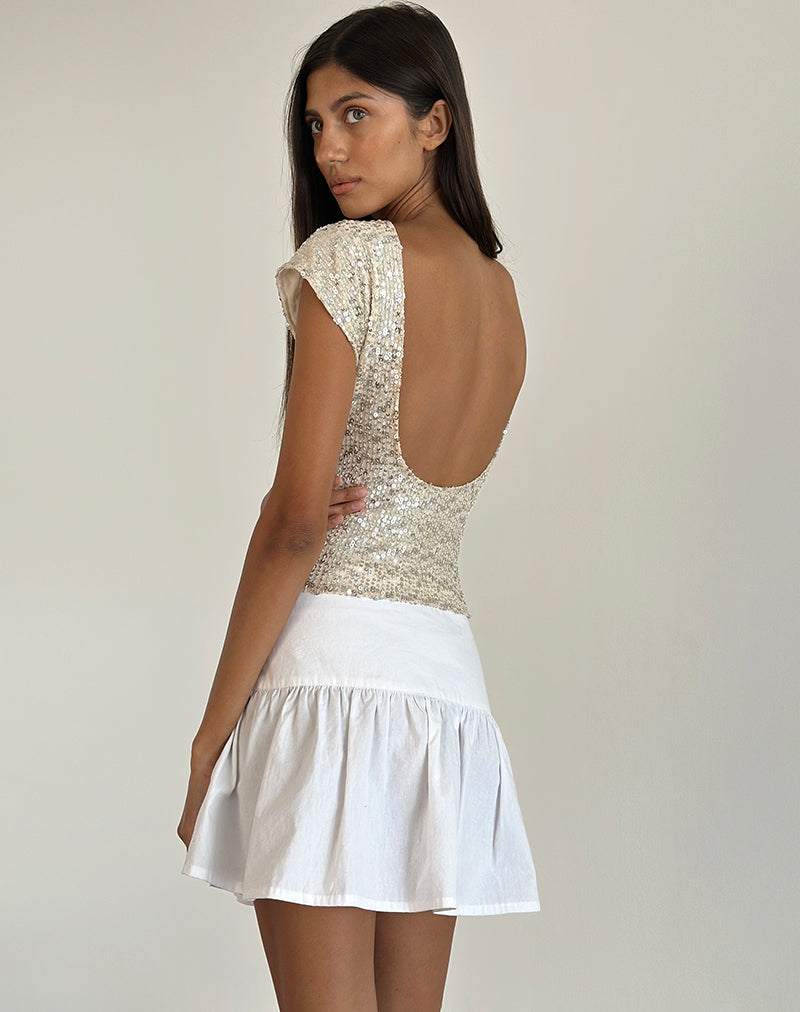 Immagine di Erica Top senza schienale in paillettes neutre