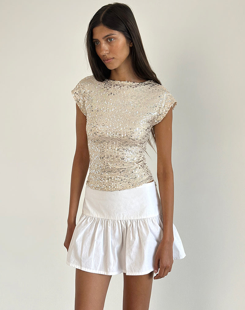 Immagine di Erica Top senza schienale in paillettes neutre