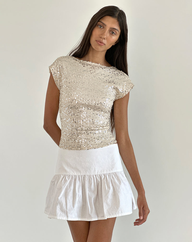 Immagine di Erica Top senza schienale in paillettes neutre