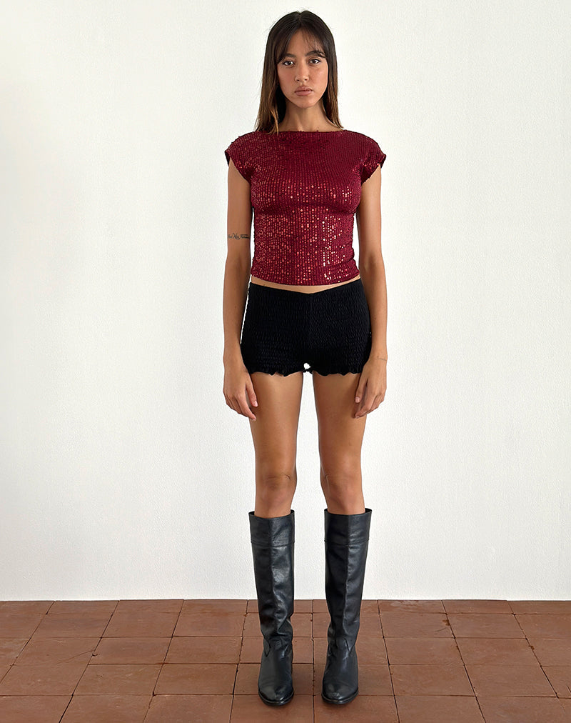 Immagine di Erika Top con schienale basso in paillettes rosse