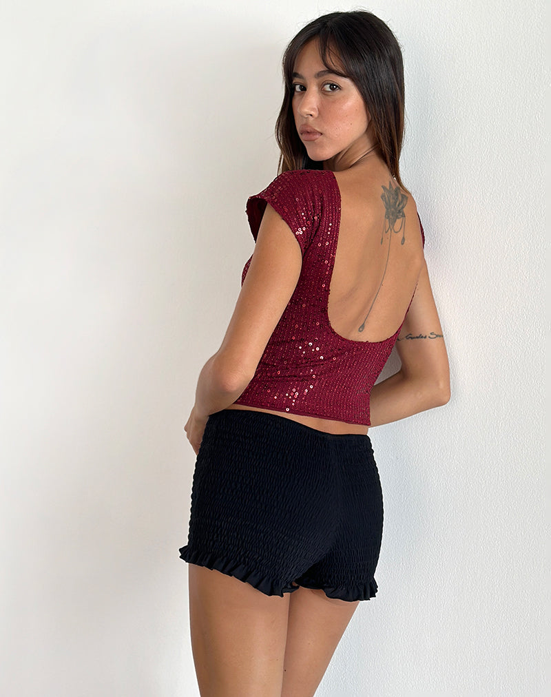 Immagine di Erika Top con schienale basso in paillettes rosse